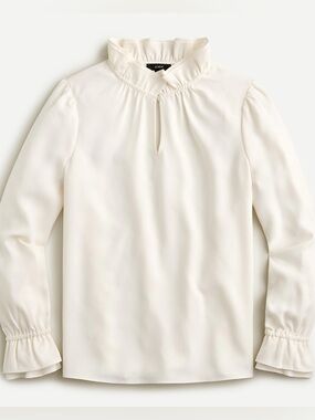 J. Crew Ruffleneck Top in 365 Crepe